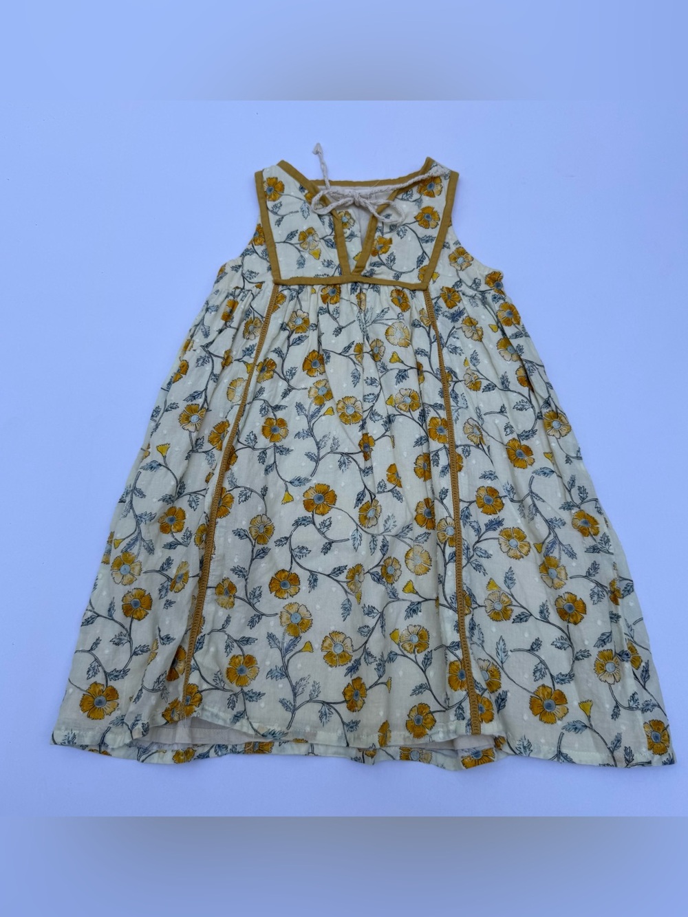 Lali Cream Marigold Print Sleeveless Dress